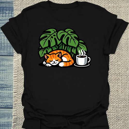 T-Shirt - Monstera - Unisex - Katze Schwarz