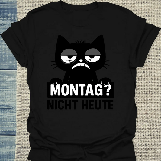 T-Shirt - Montag? Nicht Heute - Katze - Unisex - Katze Schwarz