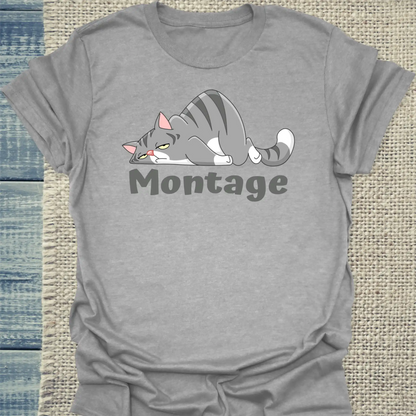 T-Shirt - Montage - Unisex - Katze Grau