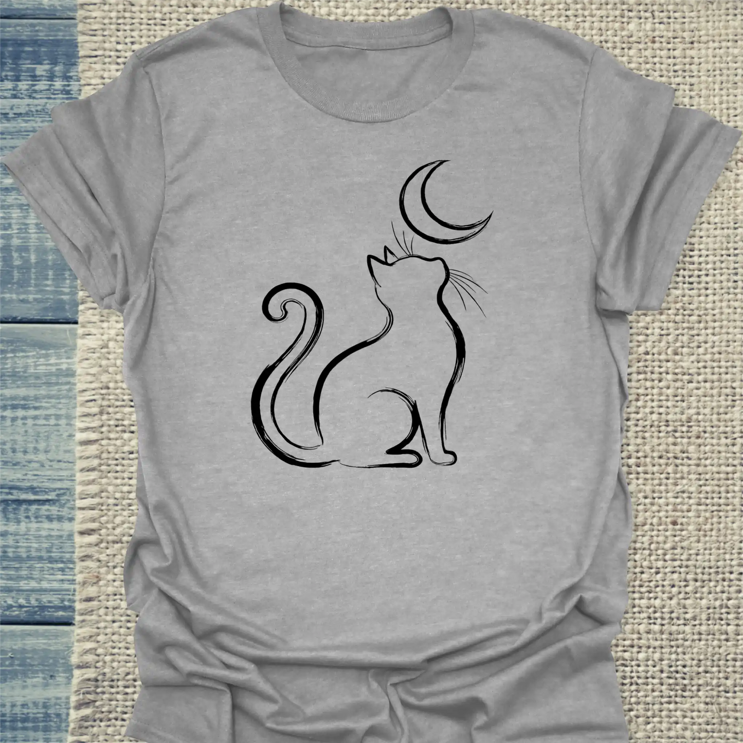 T-Shirt - Moon Cat - Unisex - Katze Grau