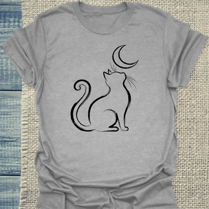 T-Shirt - Moon Cat - Unisex - Katze Grau