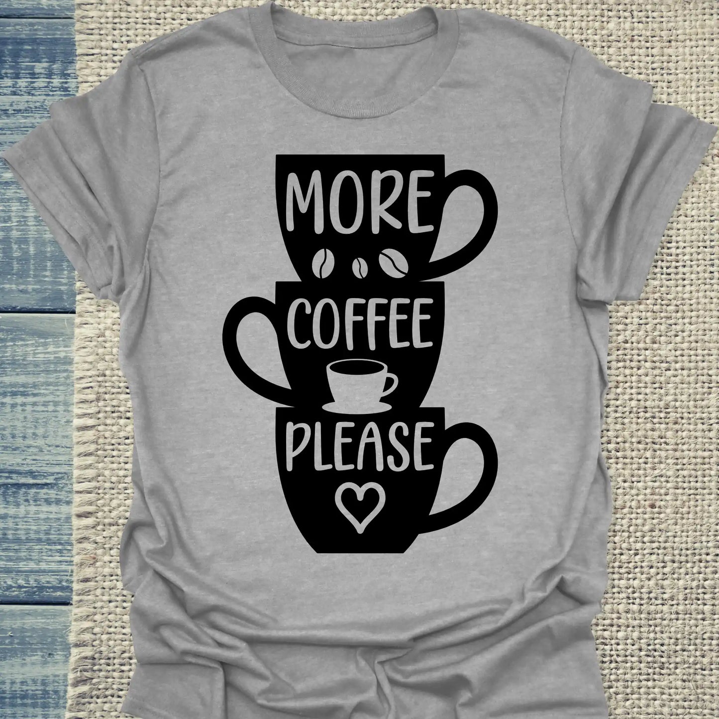 T-Shirt - More Coffee Please - Unisex - Kaffee Grau