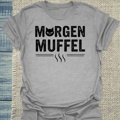 T-Shirt - Morgenmuffel - Unisex - Katze & Kaffee Grau