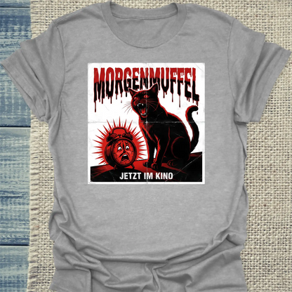 T-Shirt - Morgenmuffel - Kino - Unisex - Katze & Kaffee Grau