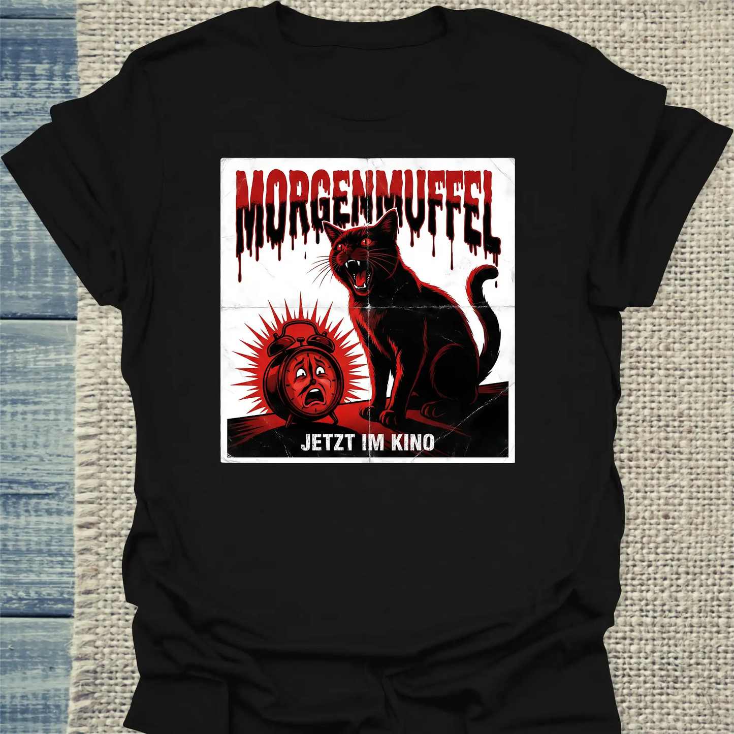 T-Shirt - Morgenmuffel - Kino - Unisex - Katze & Kaffee Schwarz
