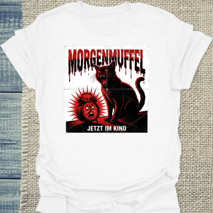 T-Shirt - Morgenmuffel - Kino - Unisex - Katze & Kaffee Weiß