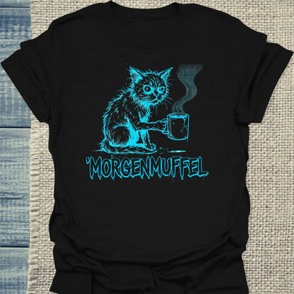 T-Shirt - Morgenmuffel - Unisex - Katze & Kaffee Schwarz
