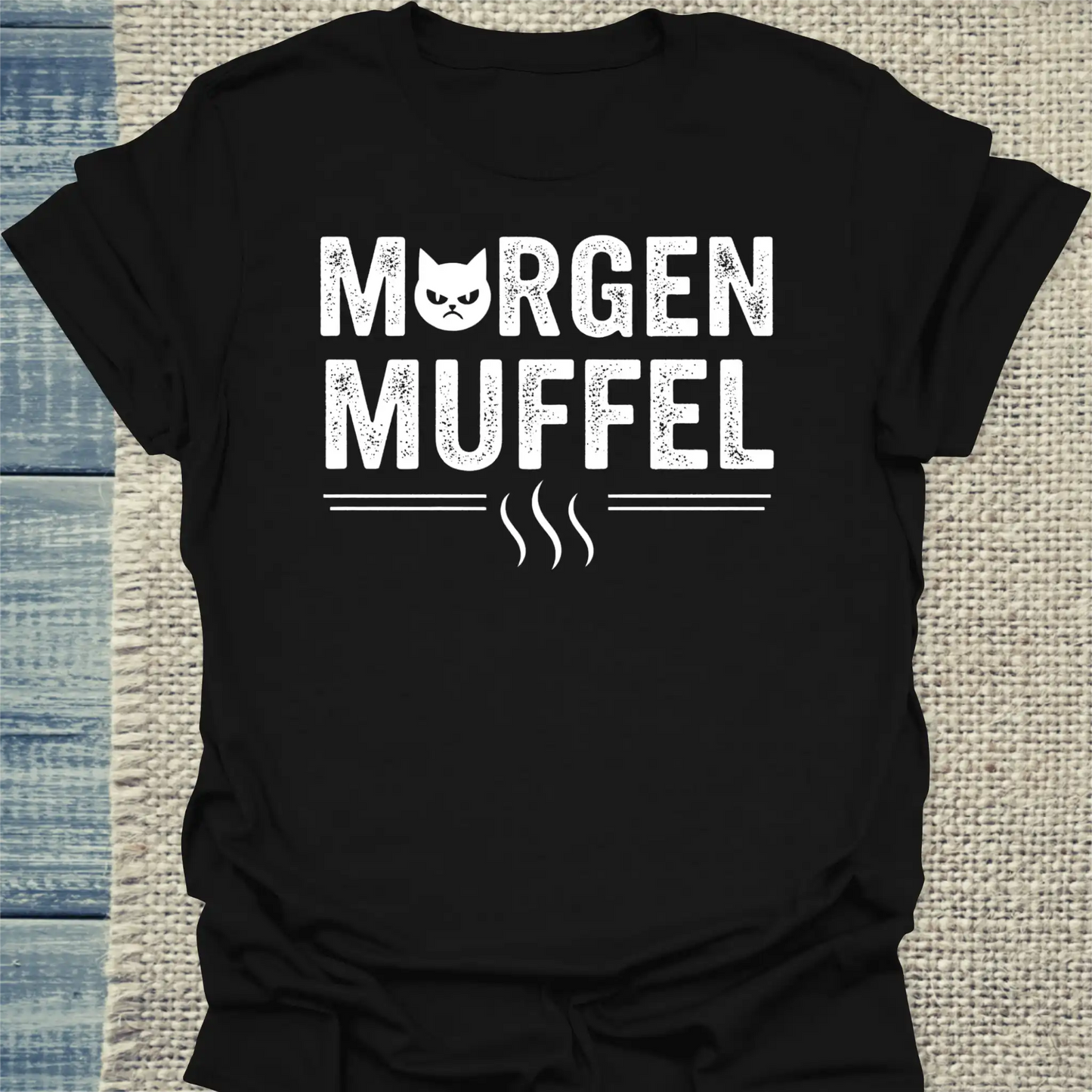 T-Shirt - Morgenmuffel - Unisex - Katze & Kaffee Schwarz