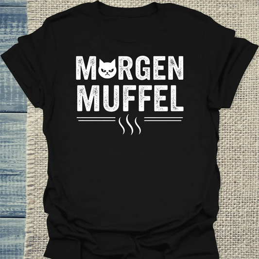 T-Shirt - Morgenmuffel - Unisex - Katze & Kaffee Schwarz