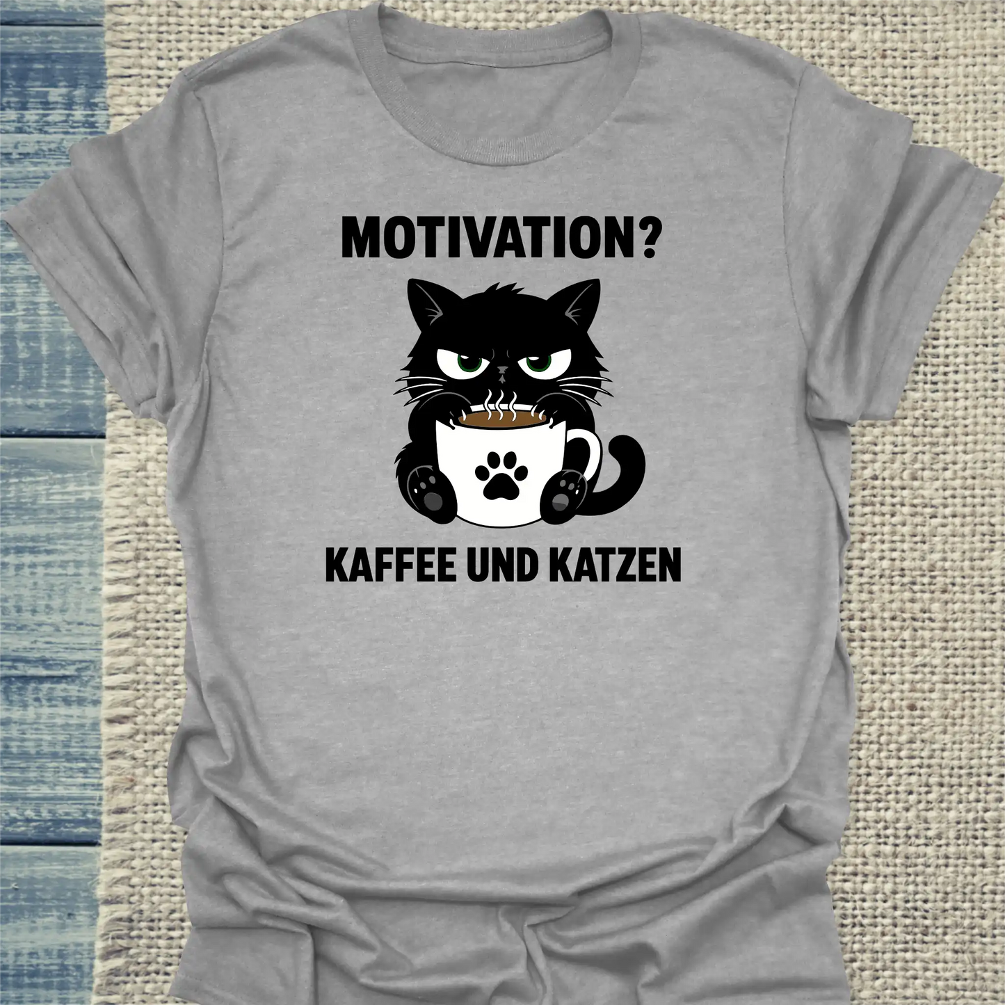 T-Shirt - Motivation - Unisex - Katze & Kaffee Grau