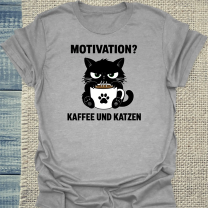 T-Shirt - Motivation - Unisex - Katze & Kaffee Grau