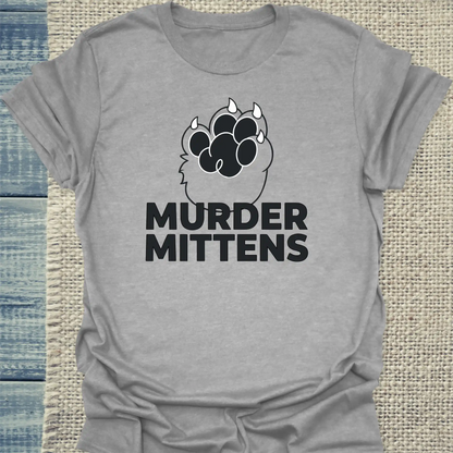 T-Shirt - Murder Mittens - Unisex - Katze Grau
