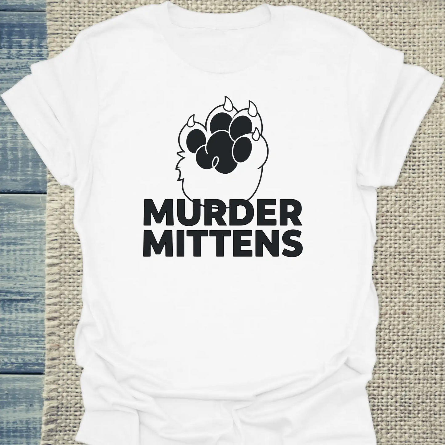 T-Shirt - Murder Mittens - Unisex - Katze Weiß