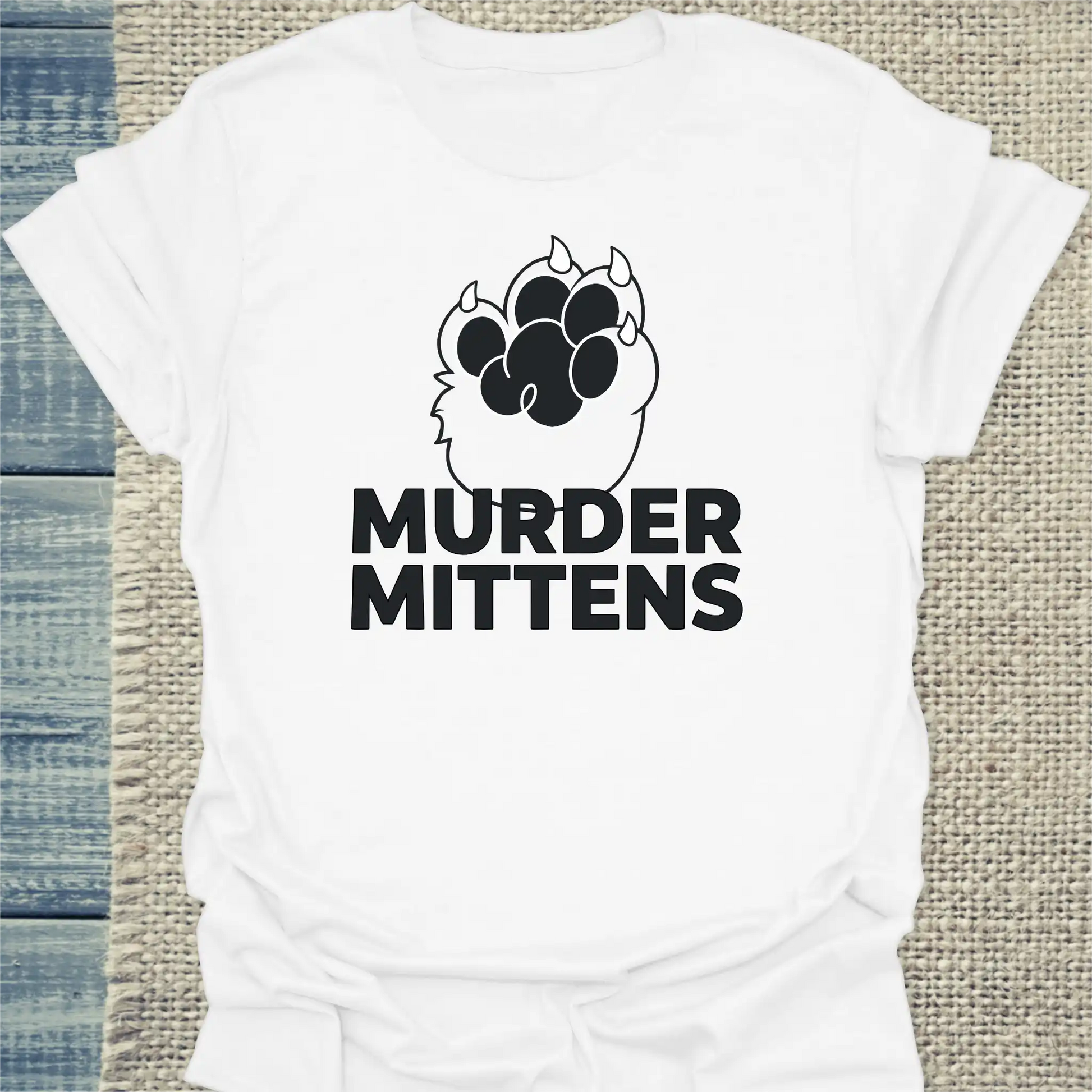 T-Shirt - Murder Mittens - Unisex - Katze Weiß