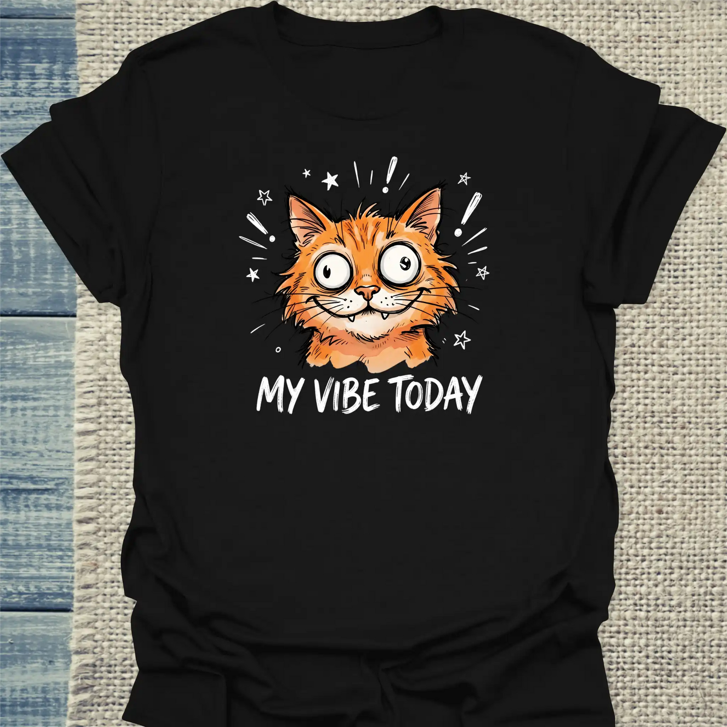 T-Shirt - My Vibe Today - Unisex - Katze, Orange Schwarz