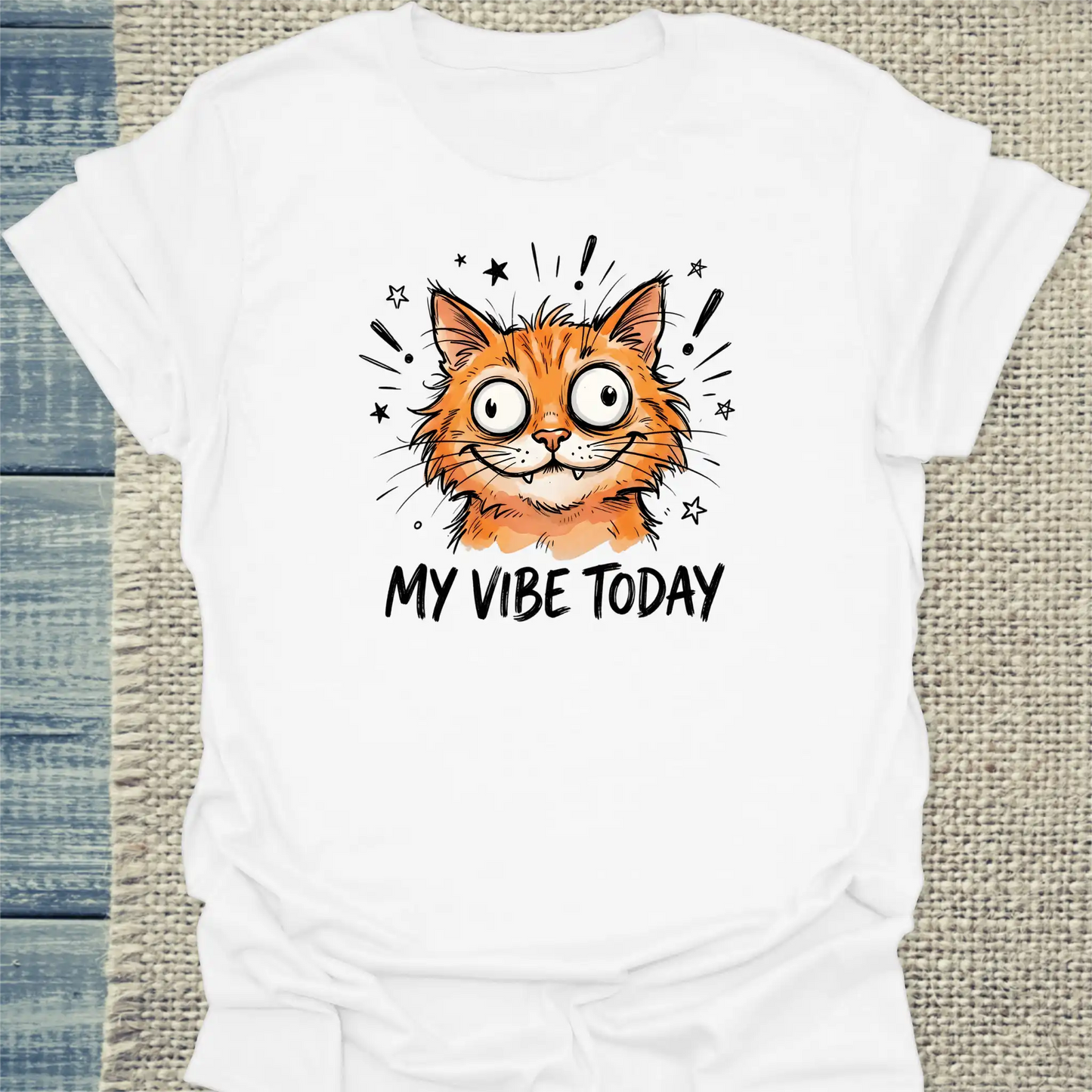 T-Shirt - My Vibe Today - Unisex - Katze, Orange Weiß