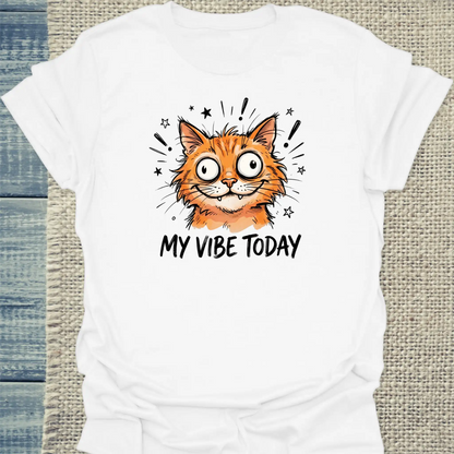 T-Shirt - My Vibe Today - Unisex - Katze, Orange Weiß