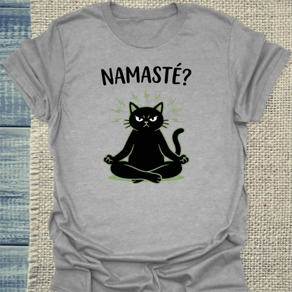 T-Shirt - Namaste? - Unisex - Katze Grau
