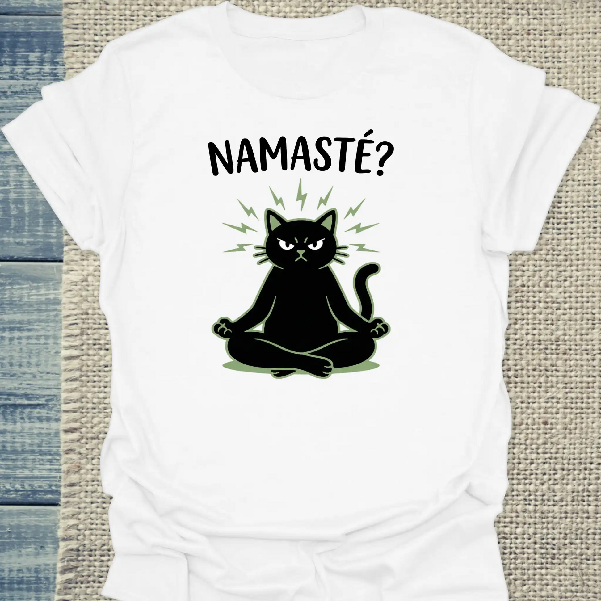 T-Shirt - Namaste? - Unisex - Katze Weiß