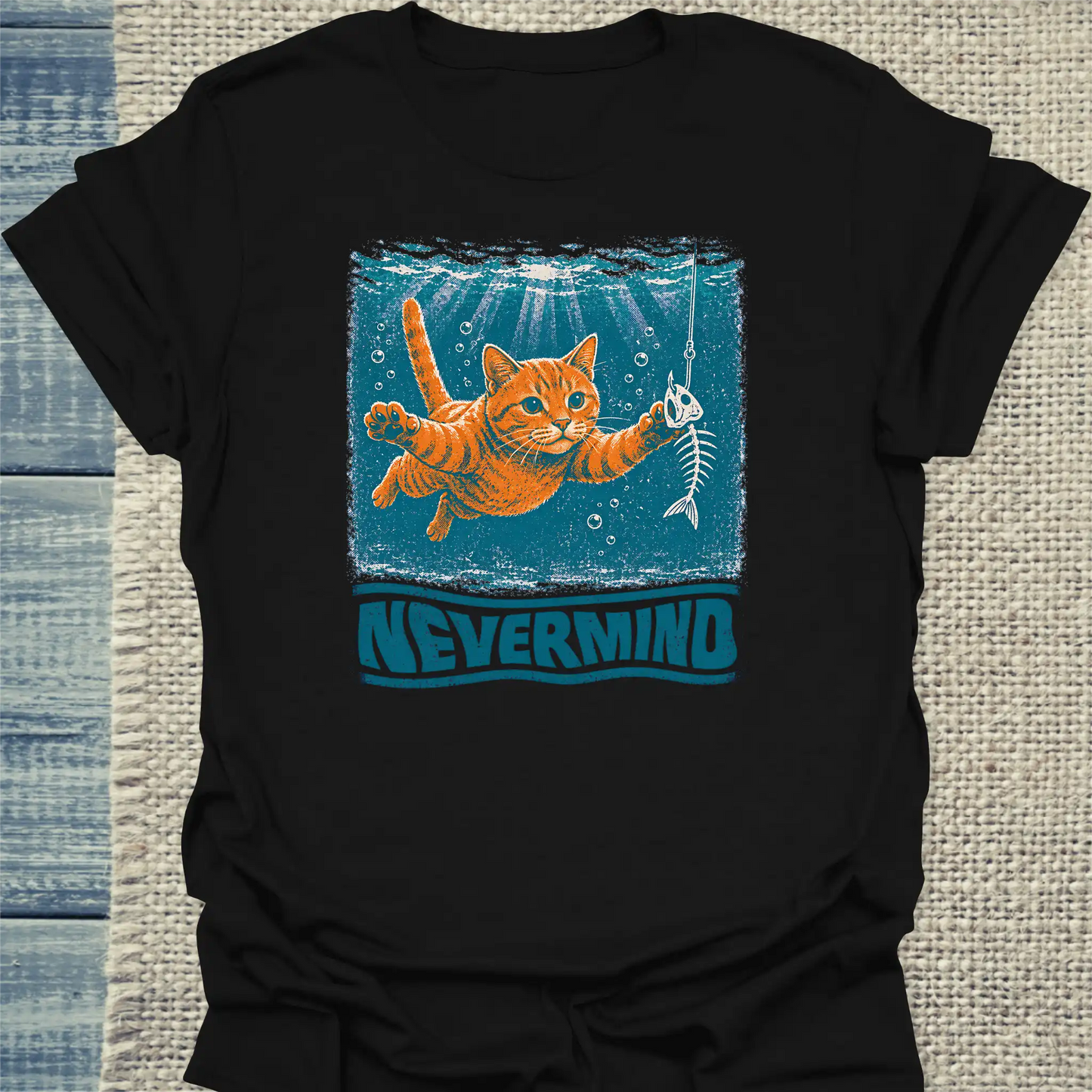 T-Shirt - Nevermind - Unisex - Katze, Sommer Schwarz