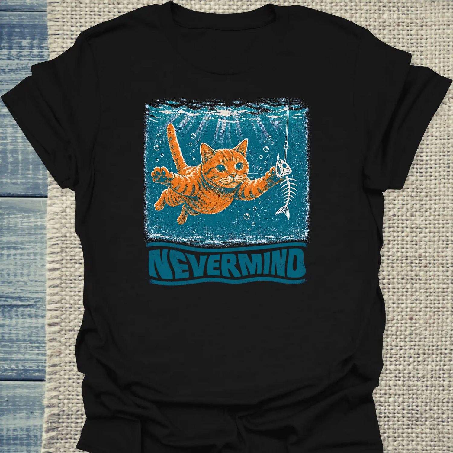 T-Shirt - Nevermind - Unisex - Katze, Sommer Schwarz