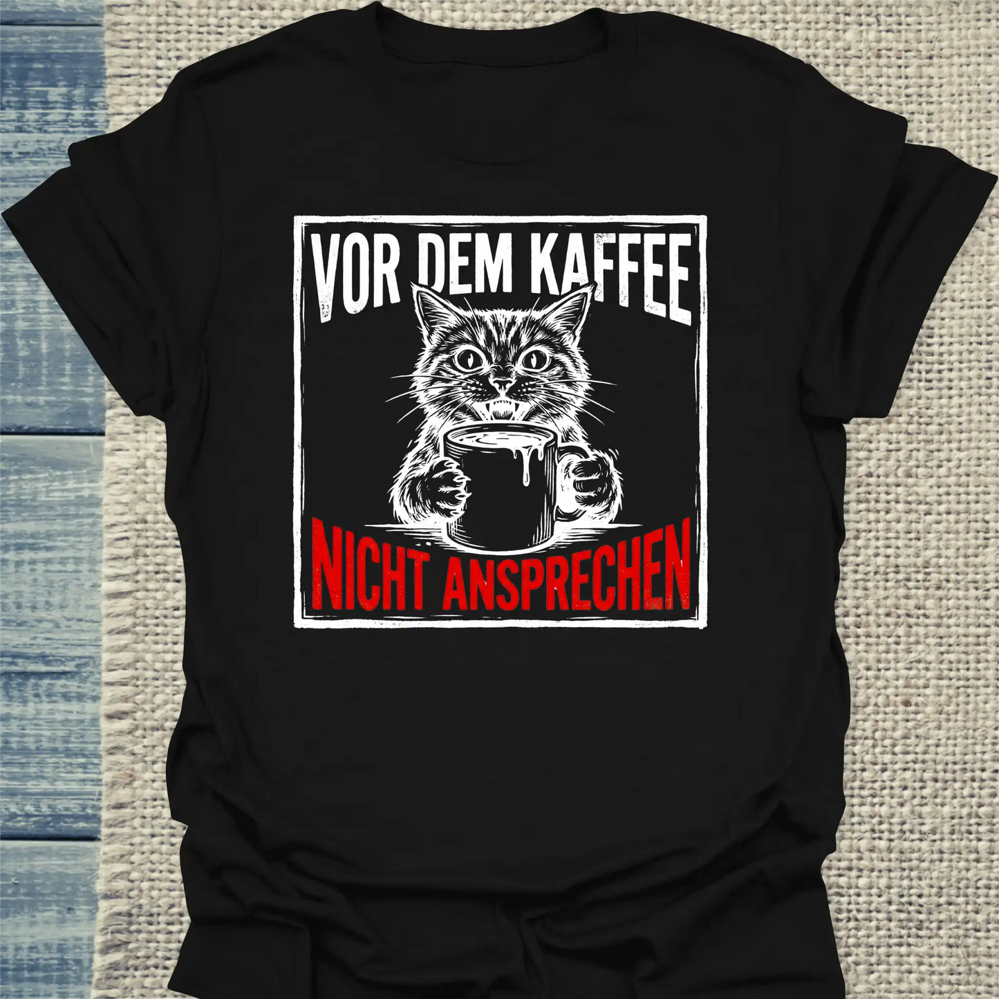 T-Shirt - Nicht ansprechen - Unisex - Katze & Kaffee Schwarz
