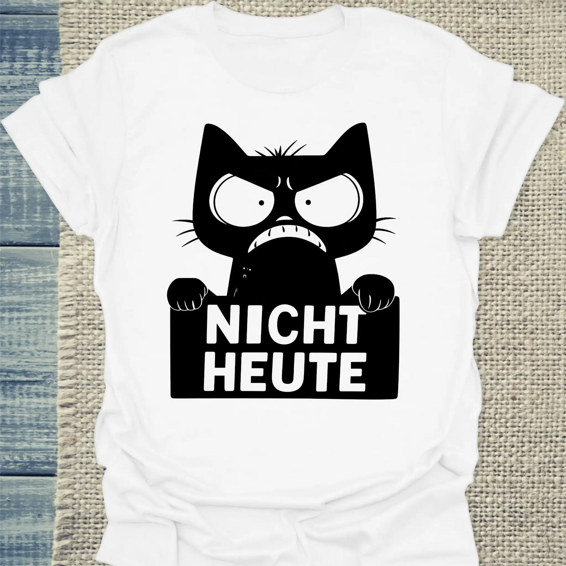 T-Shirt - Nicht Heute - Katze - Unisex - Katze, Black Edition Weiß