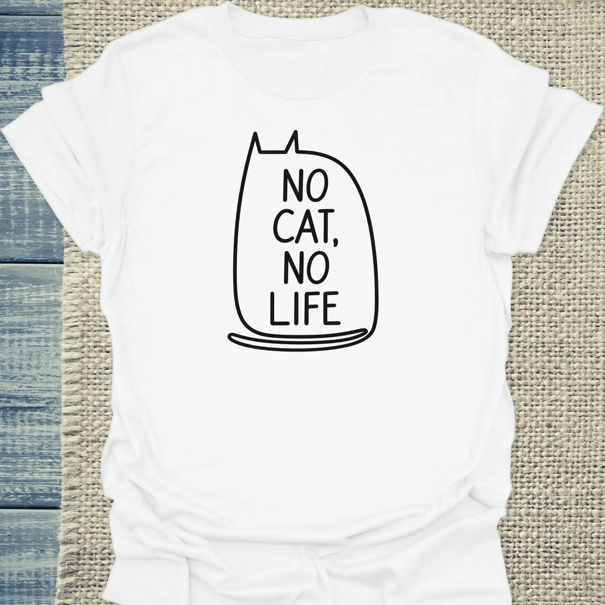 T-Shirt - No Cat No Life - Unisex - Katze Weiß