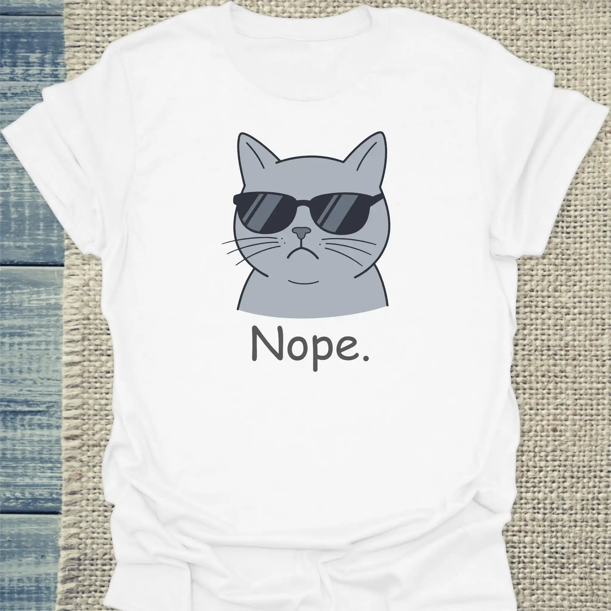 T-Shirt - nope. - Unisex - Katze Weiß