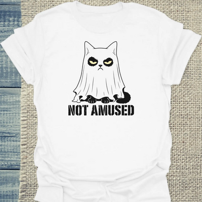 T-Shirt - NOT AMUSED - Unisex - Katze, Halloween Weiß