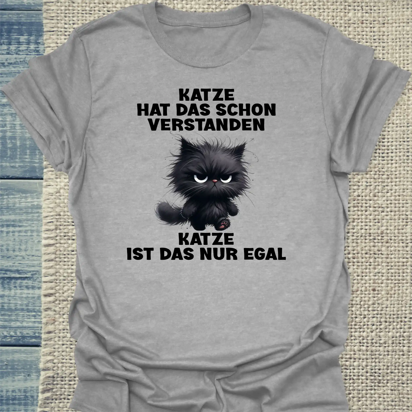 T-Shirt - Nur egal - Unisex - Katze Grau