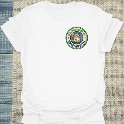 T-Shirt - Offizieller Club der Morgenmuffel - Unisex - Katze & Kaffee Weiß
