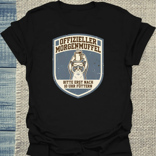 T-Shirt - Offizieller Morgenmuffel - Unisex - Katze & Kaffee Schwarz