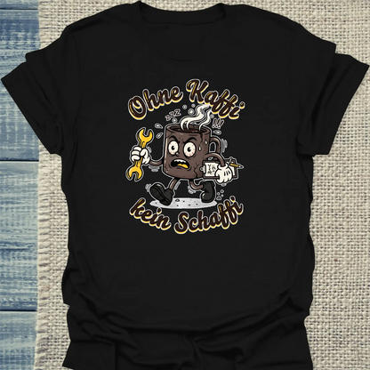 T-Shirt - Ohne Kaffi, kein Schaffi - Unisex - Katze, Sommer Schwarz