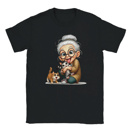 T-Shirt - Oma liebt Katzen - Unisex - Kaffee, Cat Lady Schwarz