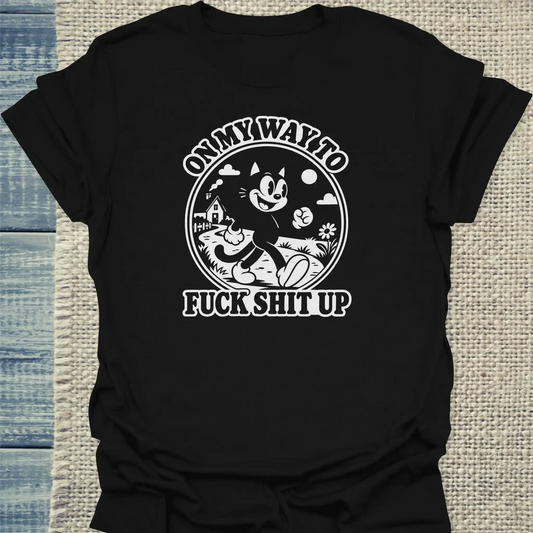 T-Shirt - On my Way - Unisex - Katze Schwarz