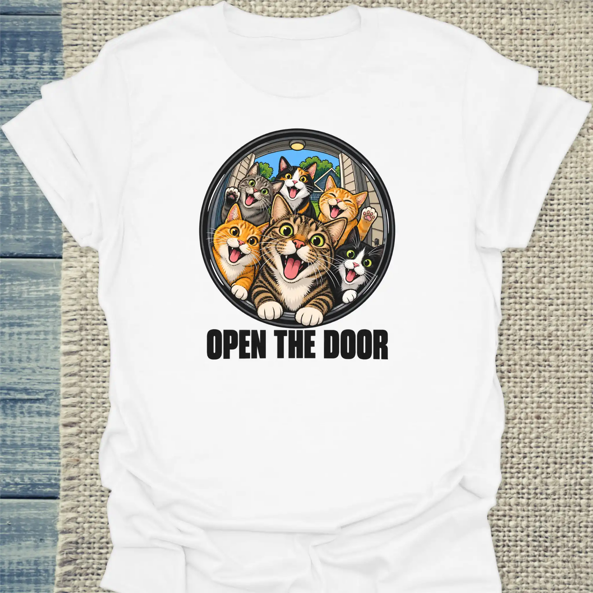 T-Shirt - Open the Door - Unisex - Katze Weiß