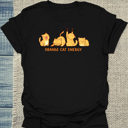 T-Shirt - Orange Cat Energy - Unisex - Katze, Orange Schwarz