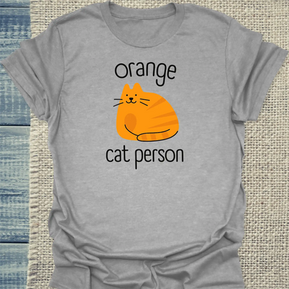 T-Shirt - Orange Cat Person - Unisex - Katze, Orange Grau