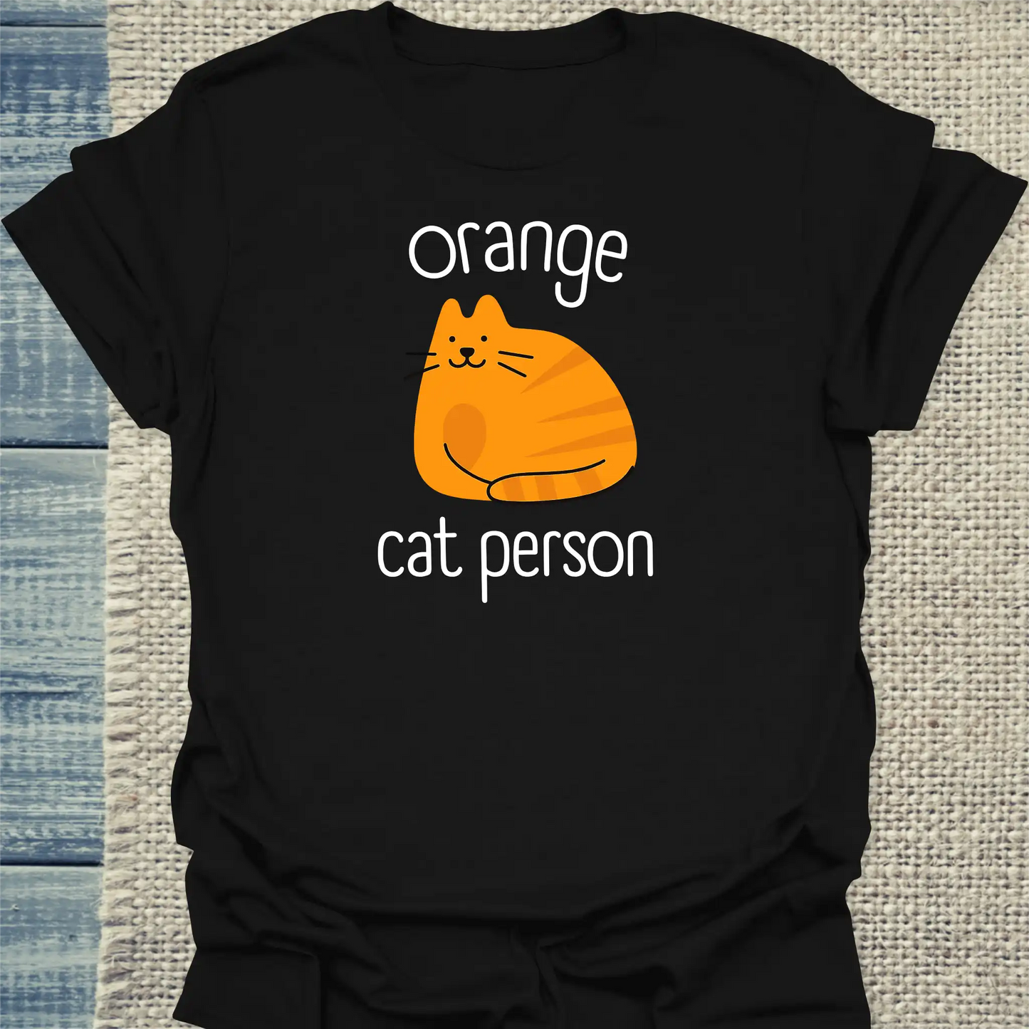 T-Shirt - Orange Cat Person - Unisex - Katze, Orange Schwarz