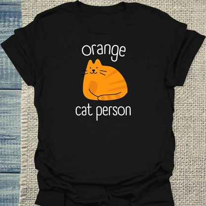 T-Shirt - Orange Cat Person - Unisex - Katze, Orange Schwarz