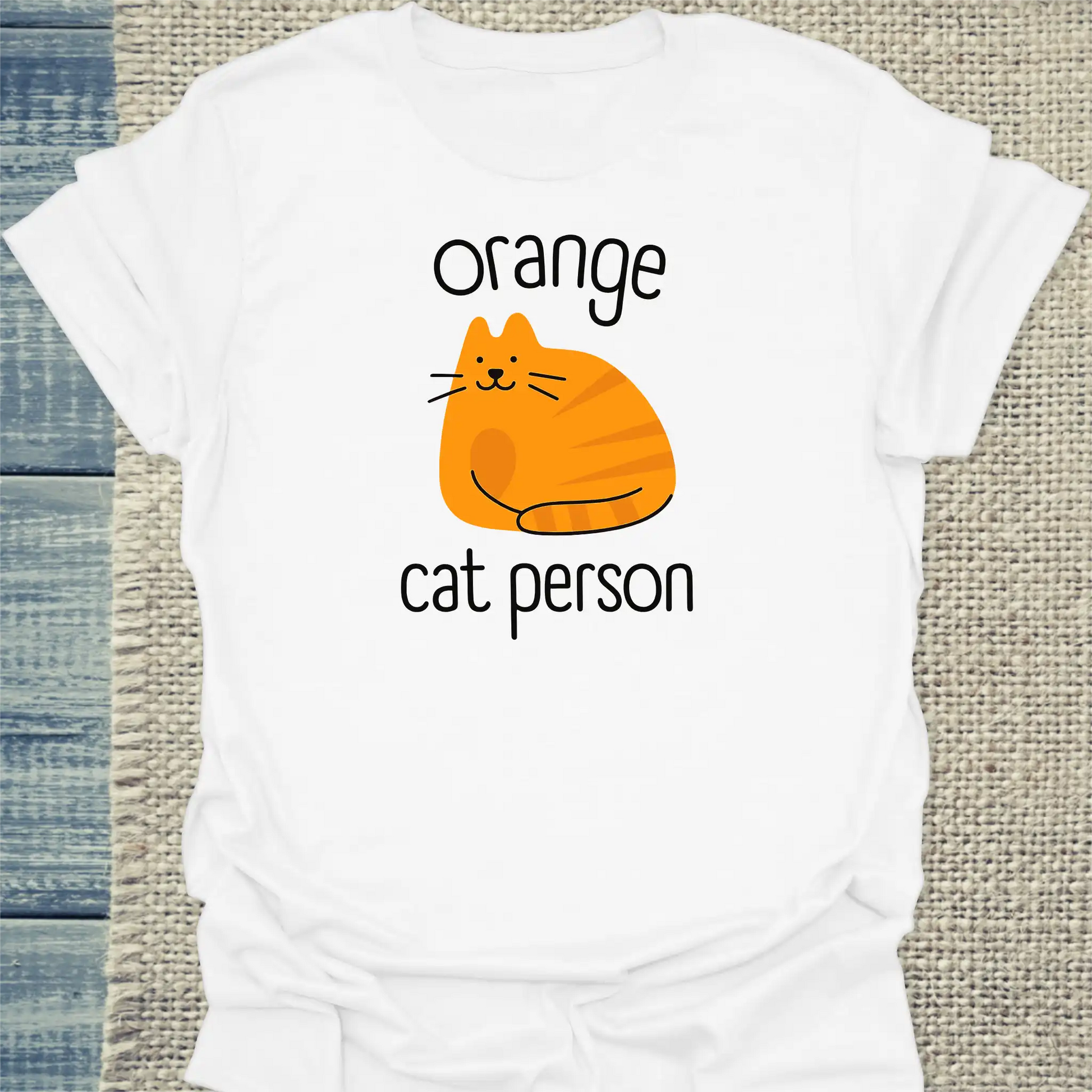 T-Shirt - Orange Cat Person - Unisex - Katze, Orange Weiß