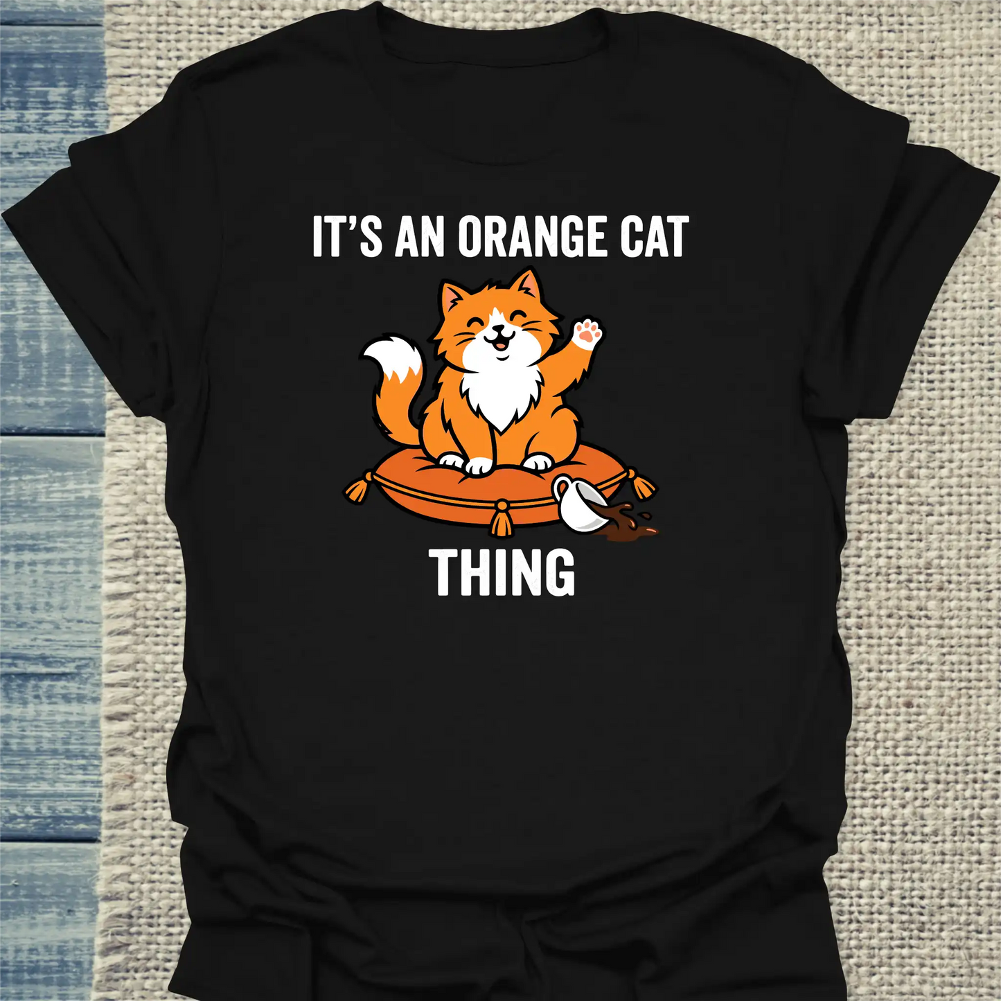 T-Shirt - Orange Cat Thing - Unisex - Katze, Orange Schwarz