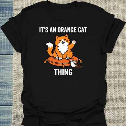 T-Shirt - Orange Cat Thing - Unisex - Katze, Orange Schwarz
