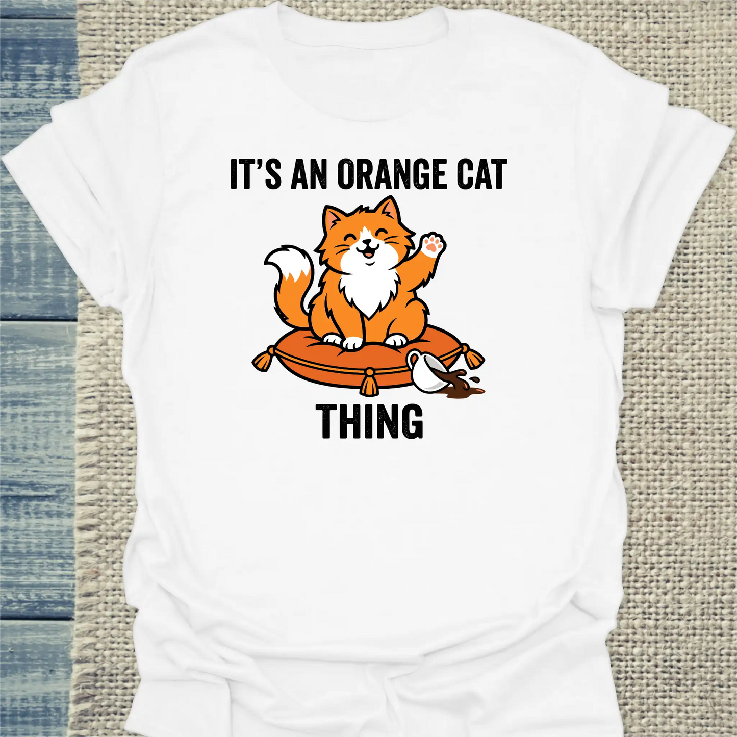 T-Shirt - Orange Cat Thing - Unisex - Katze, Orange Weiß