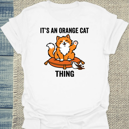 T-Shirt - Orange Cat Thing - Unisex - Katze, Orange Weiß