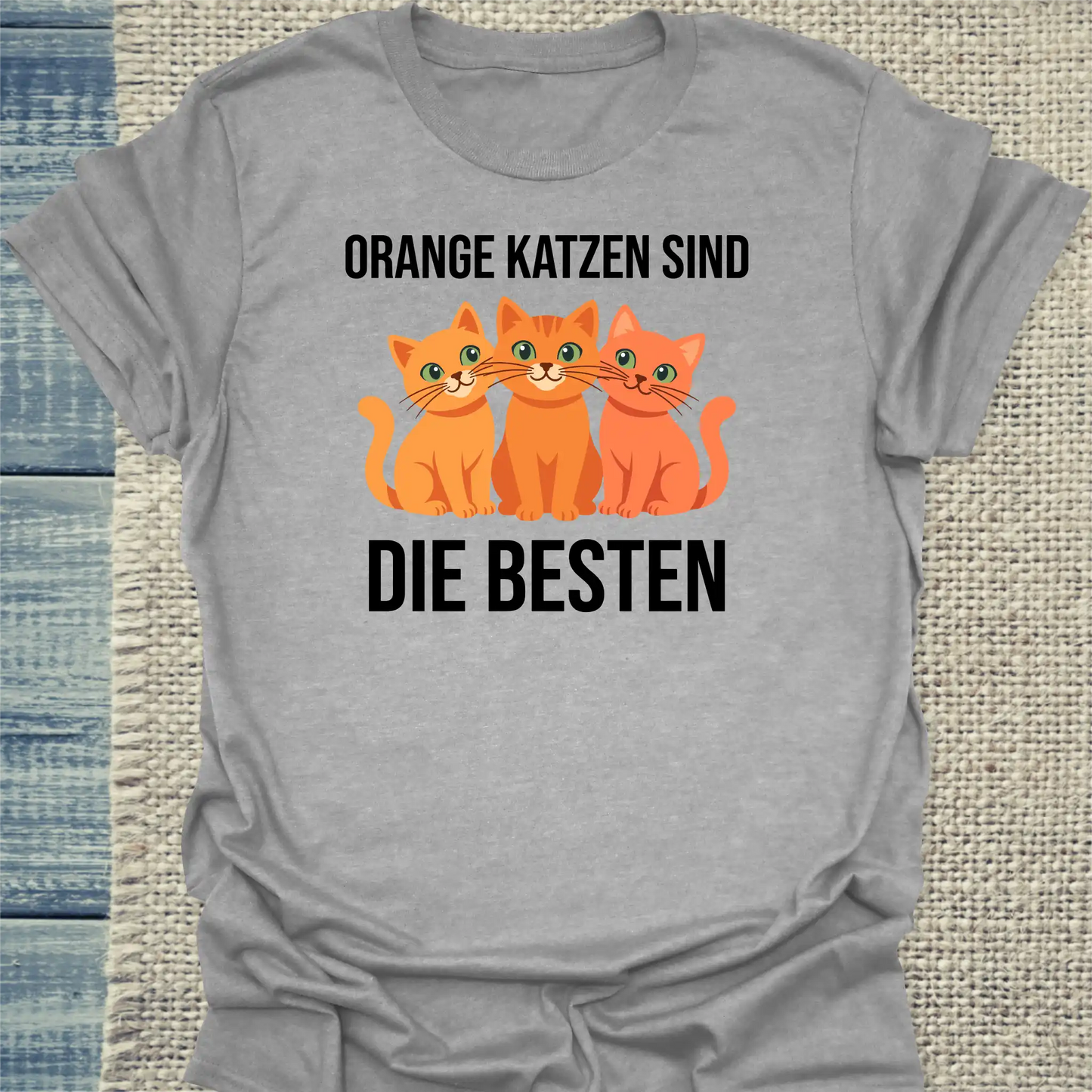 T-Shirt - Orange Katzen sind die besten - Unisex - Katze, Orange Grau