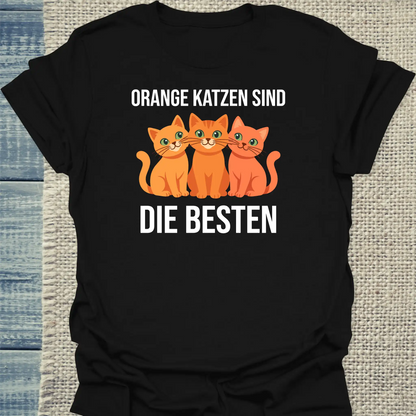 T-Shirt - Orange Katzen sind die besten - Unisex - Katze, Orange Schwarz