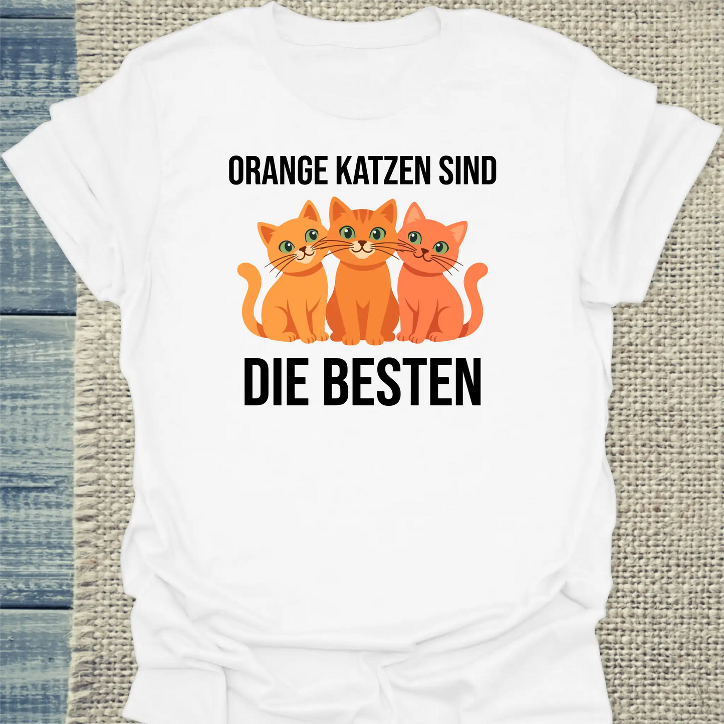 T-Shirt - Orange Katzen sind die besten - Unisex - Katze, Orange Weiß