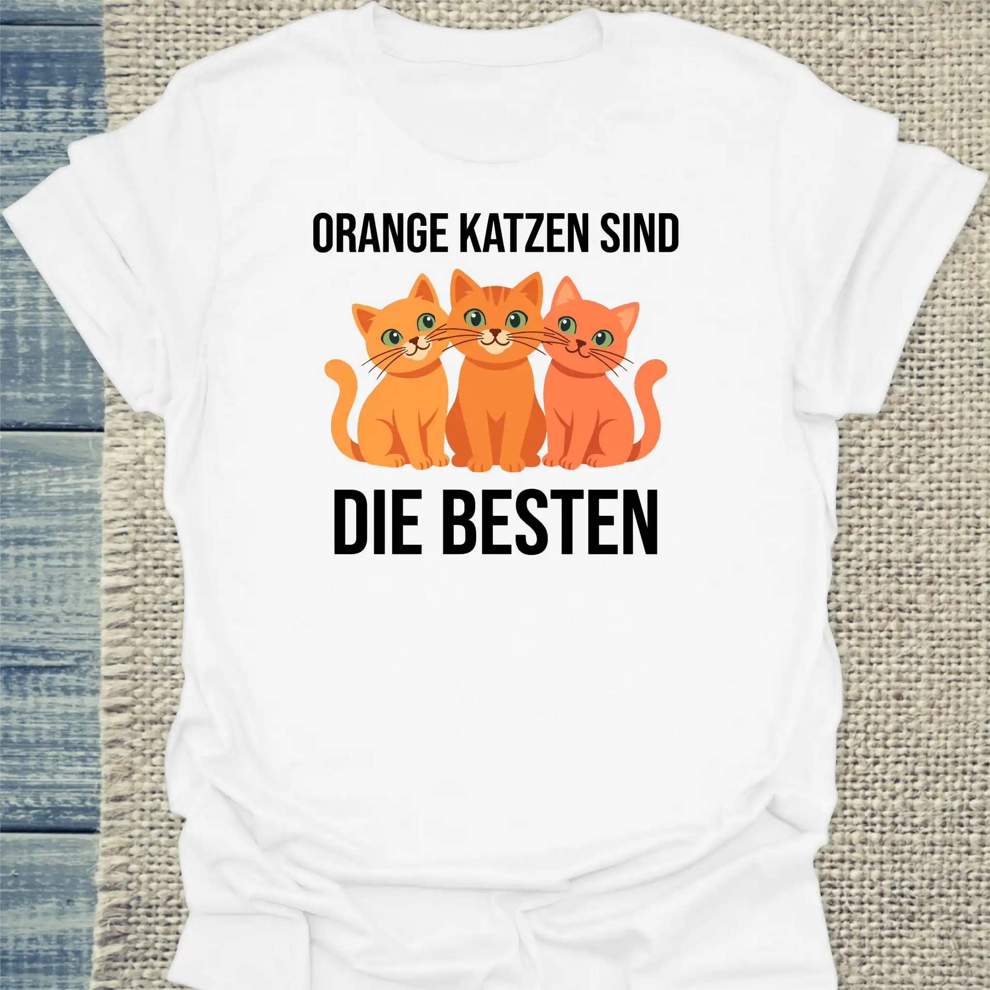 T-Shirt - Orange Katzen sind die besten - Unisex - Katze, Orange Weiß